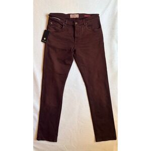 TELERIA ZED Mens Cobra 19A Slim Fit Burgundy Jeans 33x32 Made in Italy NWT